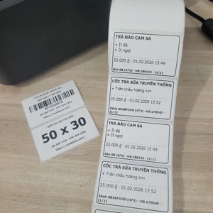 Giấy decal in nhiệt 50x30mm cuộn 900 tem